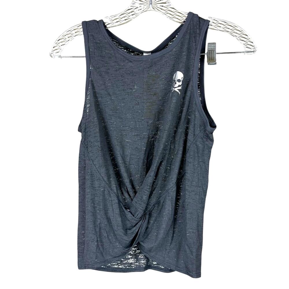 Lululemon x SoulCycle Twist Front Charcoal Grey/Blue Tank Women's Size 4 NWT